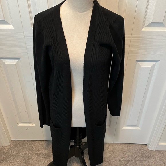 Papillon size L Black Open Front Cardigan duster - Picture 2 of 14